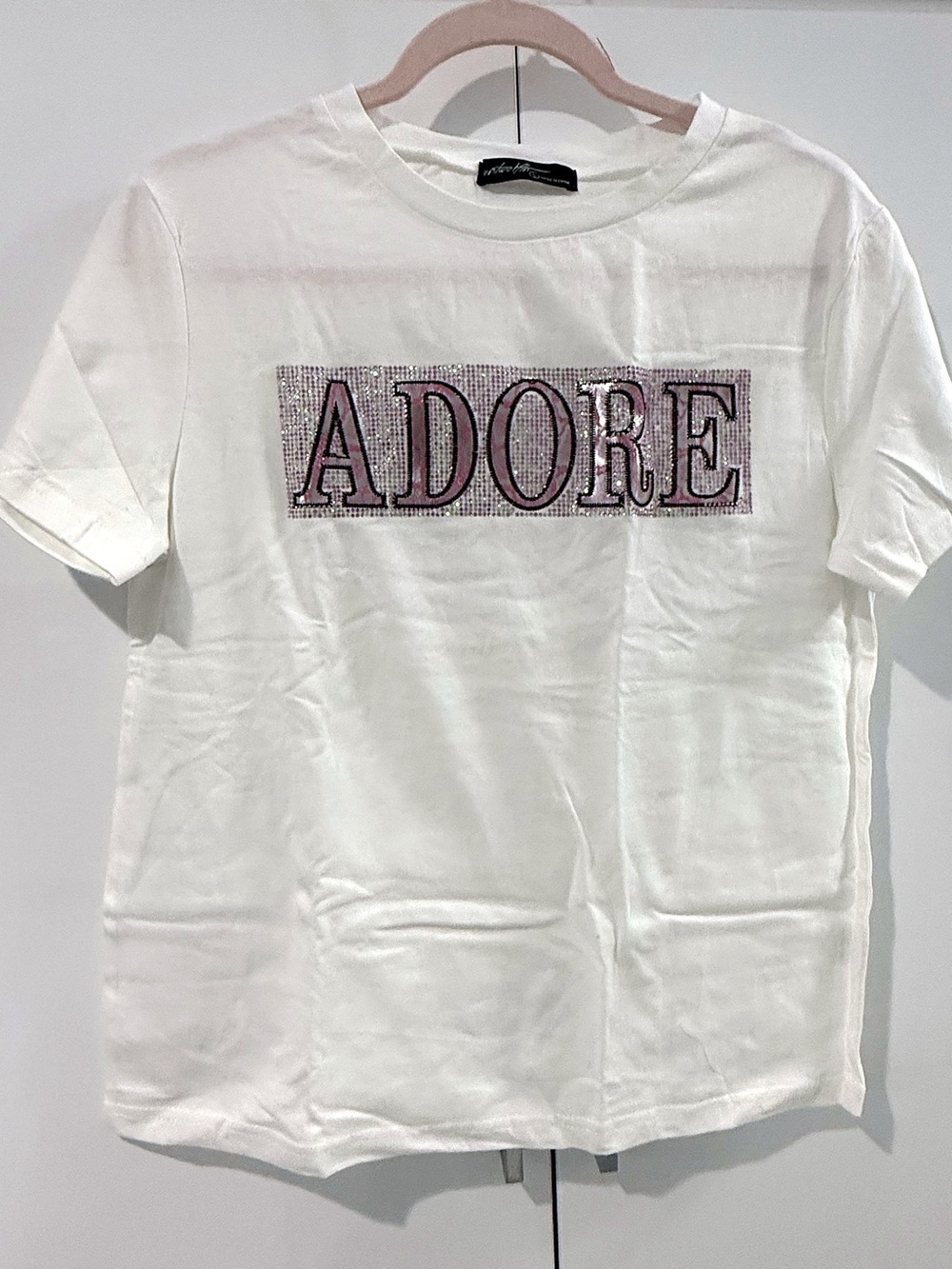 Adore Rhinestone Logo Tee - White by unknown